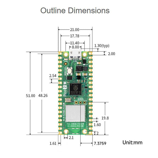 Carte de développement microcontrôleur Waveshare pour Raspberry Pi Pico / Pico 2 W