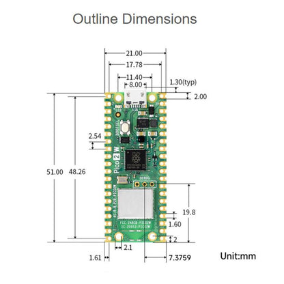 Carte de développement de microcontrôleur Waveshare pour Raspberry Pi Pico / Pico 2 W