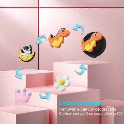 5pcs /Pack For Airtag Children Shoelace Fixed Locator Silicone Protective Cover, Little Dinosaur, Cat Claws, Rockets, Astronauts, Daisy