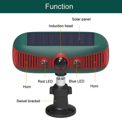 N911Y Alarme solaire extérieure Détecteur infrarouge Sonore et lumineux Répulsif d'animaux