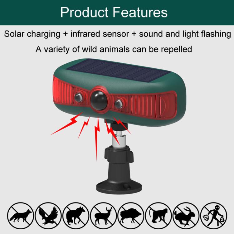 N911Y Alarme solaire extérieure Détecteur infrarouge Sonore et lumineux Répulsif d'animaux