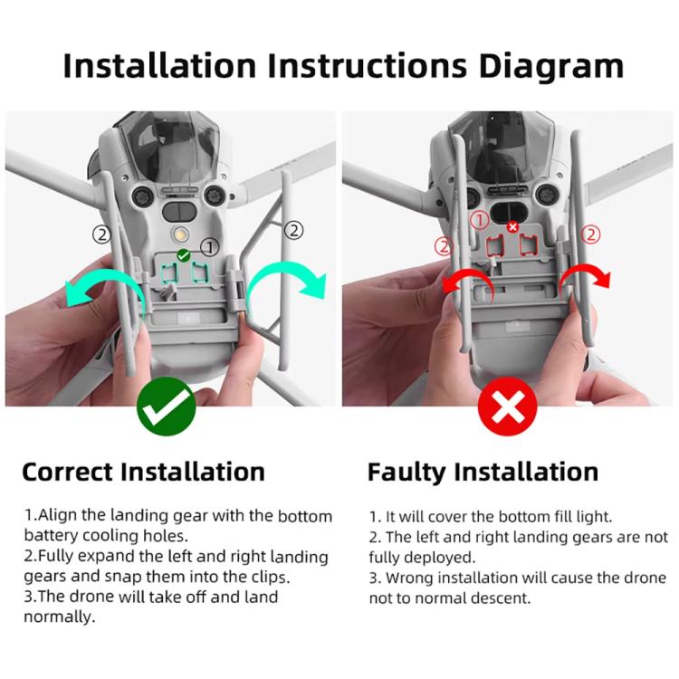 For DJI Mini 4 Pro BRDRC Booster Landing Gear Folding Strap Kickstand