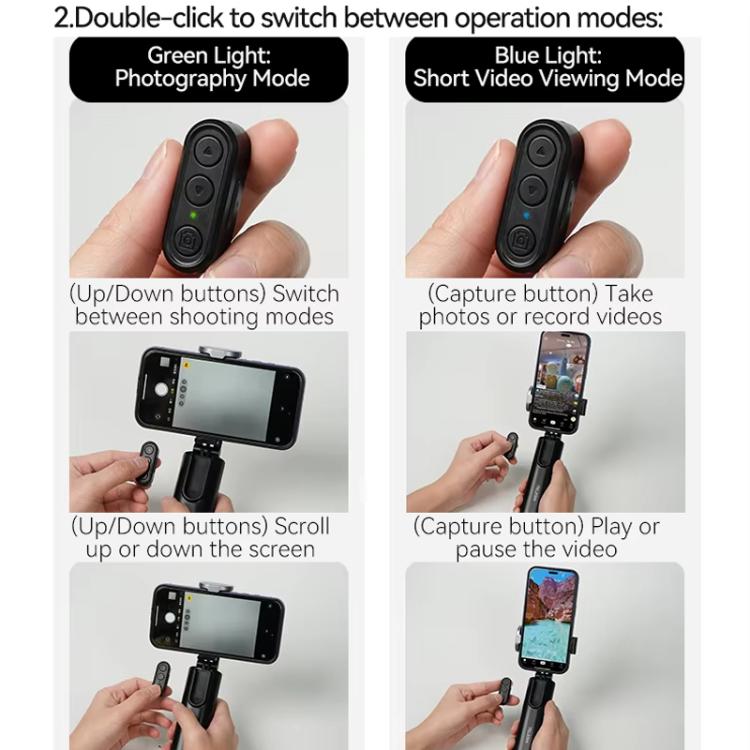 3 In 1 Cell Phone Holder Portable Desktop Fixed Bluetooth Remote Control Shooting Support Bracket, P1-HSS-01 Clip Version