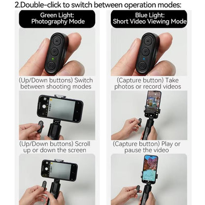 3 In 1 Cell Phone Holder Portable Desktop Fixed Bluetooth Remote Control Shooting Support Bracket, P1-HSS-01 Clip Version