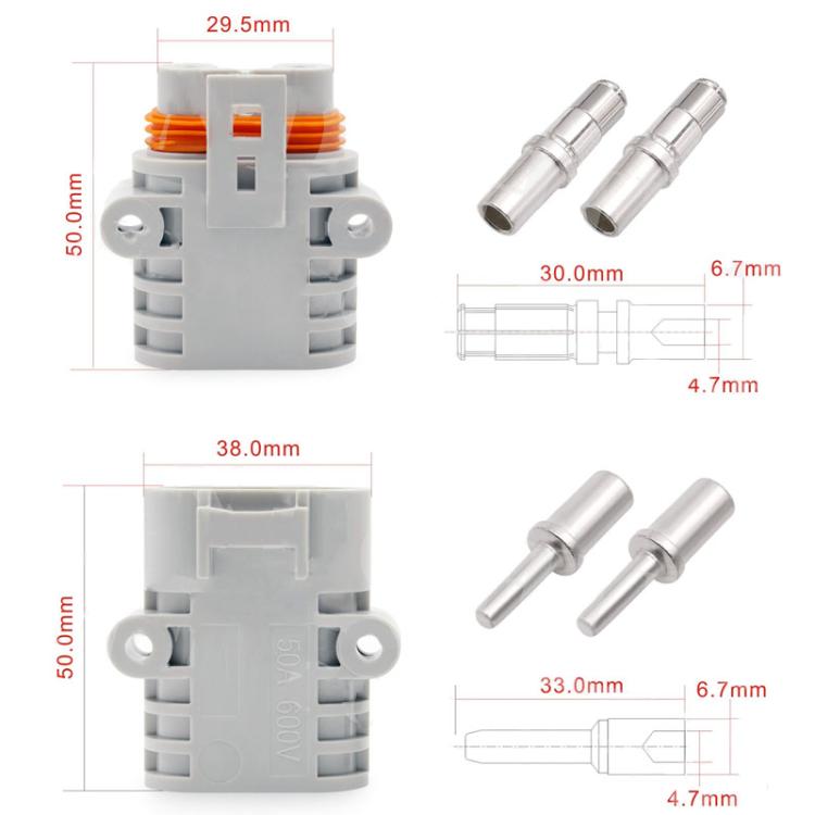 Anderson 50A 12V/24V Air Conditioner Waterproof Plugs Automotive Power Cord Connector, Female Connector, Male Cnnector