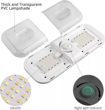 12-24V RV Light 120 LEDs 3-Color Temperature Rotary Button Dimming Roof Light, FC01