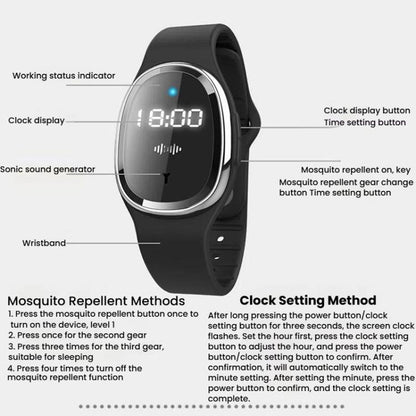 Montre intelligente anti-moustiques à ultrasons pour enfants Bracelet anti-moustiques extérieur
