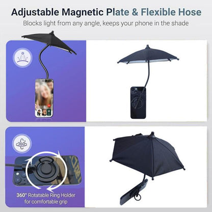 Magnetic Phone Mini Umbrella Waterproof Sunshade With Finger Ring, With Finger Ring(Black), With Finger Ring(Pink), With Finger Ring(Blue)