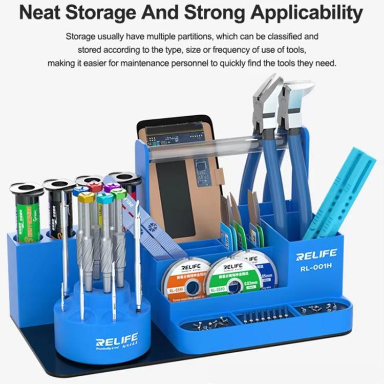 RELIFE RL-001H Organiseur rotatif pour téléphone portable, outil de réparation, pièces détachées, tournevis, support de rangement