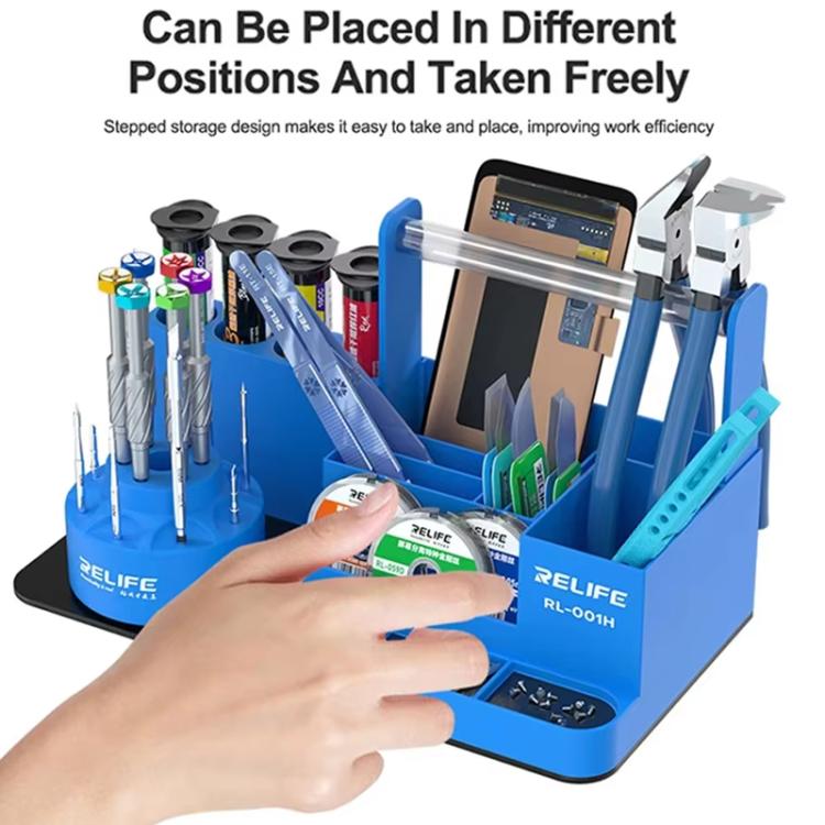 RELIFE RL-001H Organiseur rotatif pour téléphone portable, outil de réparation, pièces détachées, tournevis, support de rangement