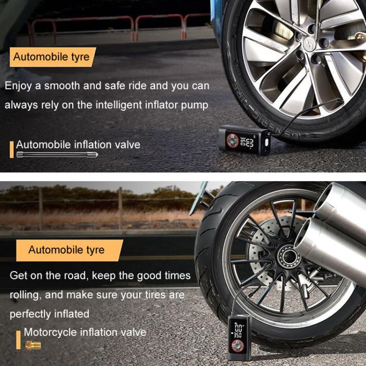 ATJ-004 Pompe à pneu de voiture portable sans fil intelligente avec affichage numérique et fonctions multiples