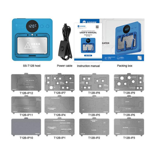 Kit de plataforma de calefacción para reparación inteligente de placa base de teléfono móvil compatible con IP7G-16PM/Android universal, SUNSHINE SS-T12B 13 en 1, SUNSHINE SS-T12B 9 en 1