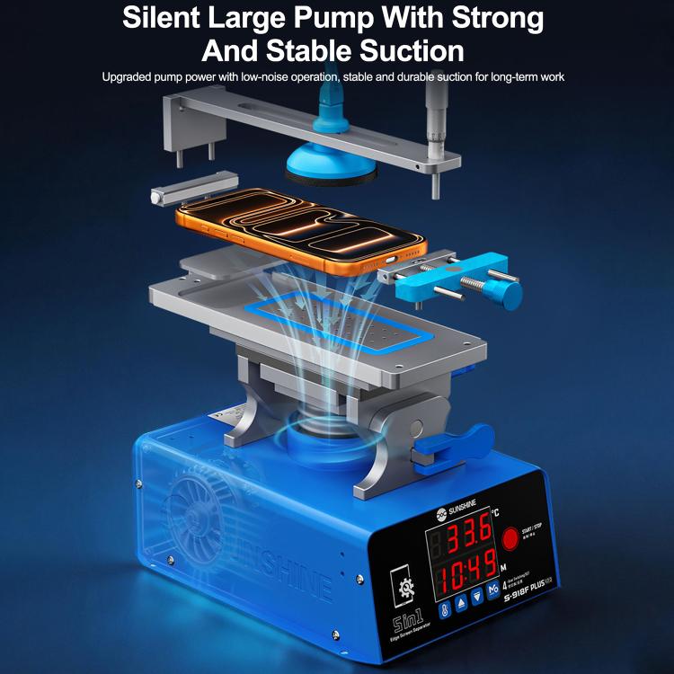 SUNSHINE S-918F Plus 5 In 1 Curved Screen Separator Mobile Phone LCD Screen Repair Separator Heating Platform, S-918F Plus
