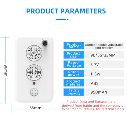 USB Rechargeable Doors Windows Ultrasonic Animal Bird Repeller, Bird Repeller