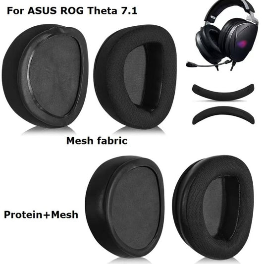 For ASUS ROG Theta 7.1 Headphone Accessories, 1pair Mesh Cloth Earpads, 1pair Protein Mesh Earpads, Headband Cushion