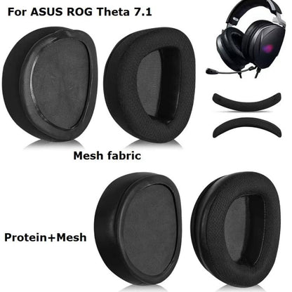 For ASUS ROG Theta 7.1 Headphone Accessories, 1pair Mesh Cloth Earpads, 1pair Protein Mesh Earpads, Headband Cushion