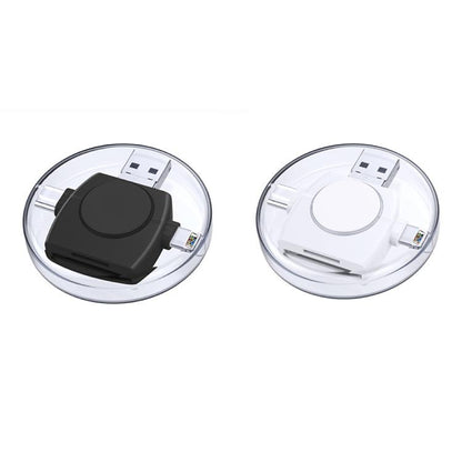USB-A To USB-C / Type-C + Micro USB + 8 Pin 6-In-1 Round Multifunctional Card Reader