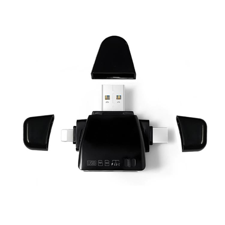 AJ-701 USB-A To USB-C / Type-C + Micro USB + 8 Pin 7-In-1 Universal Card Reader
