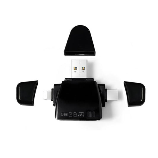 AJ-701 USB-A To USB-C / Type-C + Micro USB + 8 Pin 7-In-1 Universal Card Reader