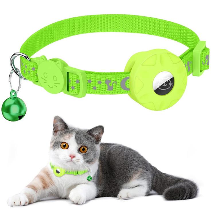 For AirTag Tracker Silicone Case Reflective Stars And Moon Cats Dogs Pet Collar With Bell