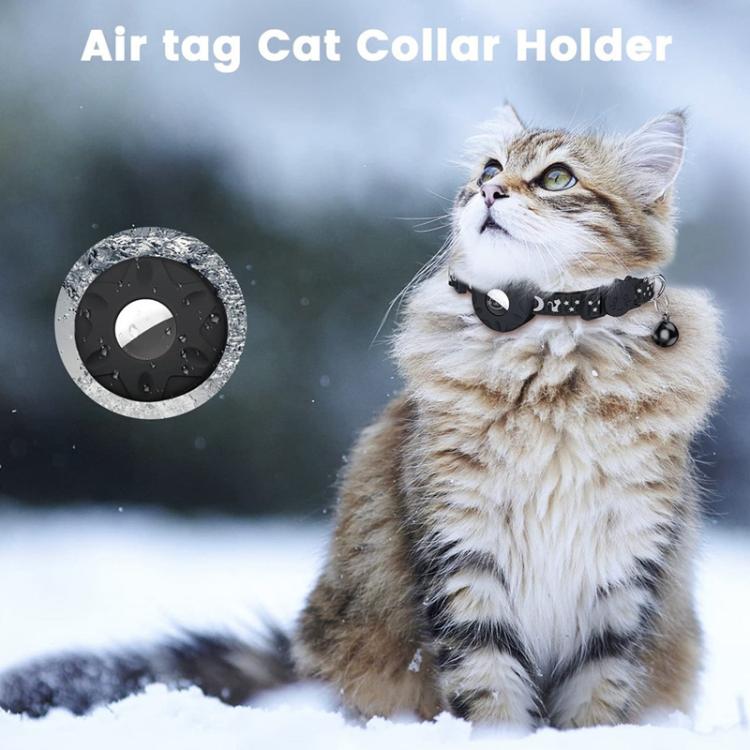 For AirTag Tracker Silicone Case Reflective Stars And Moon Cats Dogs Pet Collar With Bell