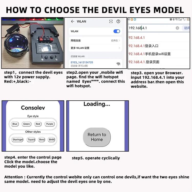 3-Inch Car Motorcycle LED Demon Eye Light Modification, For Two