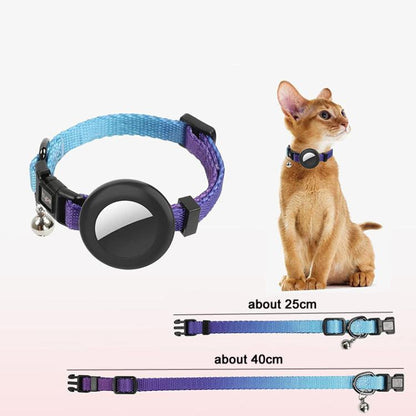 For AirTag Tracker Silicone Case Rainbow Gradient Pet Cat Collar With Bell