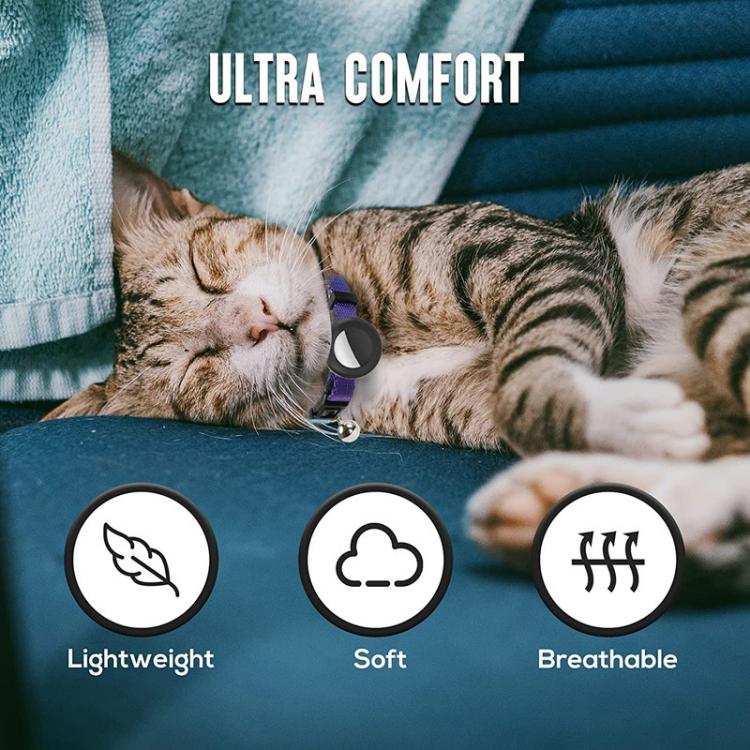 For AirTag Tracker Silicone Case Rainbow Gradient Pet Cat Collar With Bell