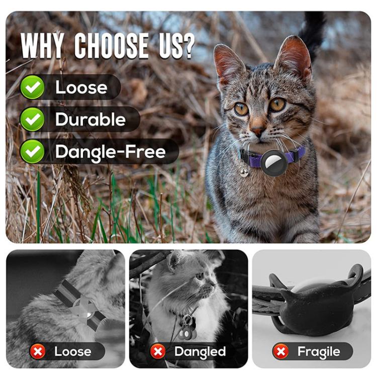 For AirTag Tracker Silicone Case Rainbow Gradient Pet Cat Collar With Bell