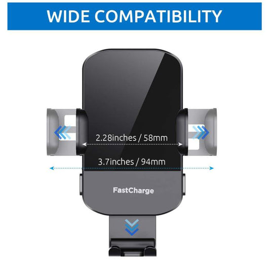 15W auto-gemonteerde slimme inductie draadloze oplaadhouder voor mobiele telefoons, zuignaphouder + luchtuitlaatclip, met zuignaphouder