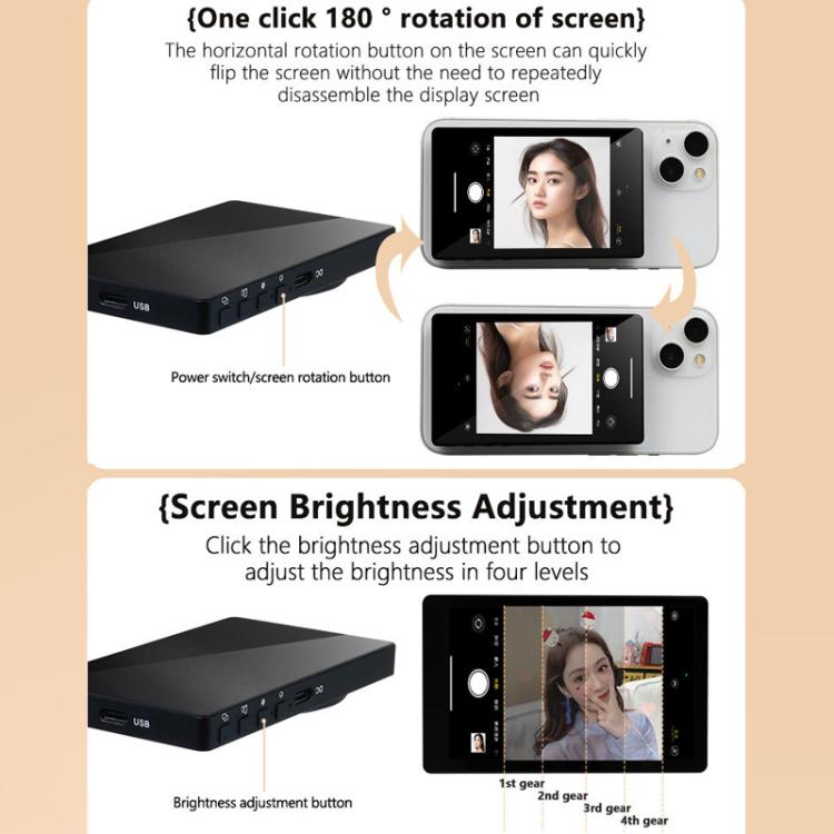 Mobile Phone Selfie Wireless Same Screen Player Smartphone Magnetic Rear Selfie Monitor Screen