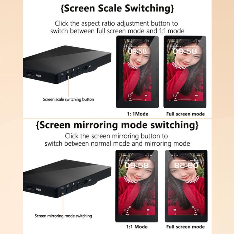 Mobile Phone Selfie Wireless Same Screen Player Smartphone Magnetic Rear Selfie Monitor Screen