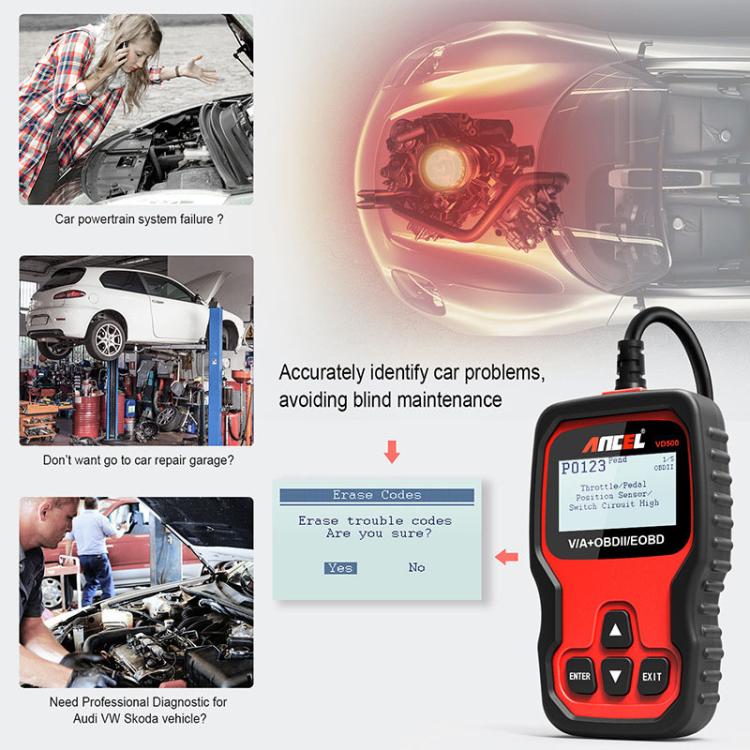 Ancel VD500 pour outil d'analyse de diagnostic automobile Volkswagen / Audi / Skoda / Seat