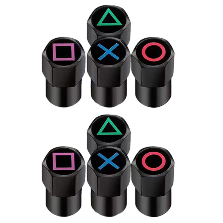 2 Sets Car Modification Aluminum Tire Valve Caps, Graphic Model, Alphabet Model, Red Logo, Blue Logo