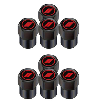 2 Sets Car Modification Aluminum Tire Valve Caps, Graphic Model, Alphabet Model, Red Logo, Blue Logo