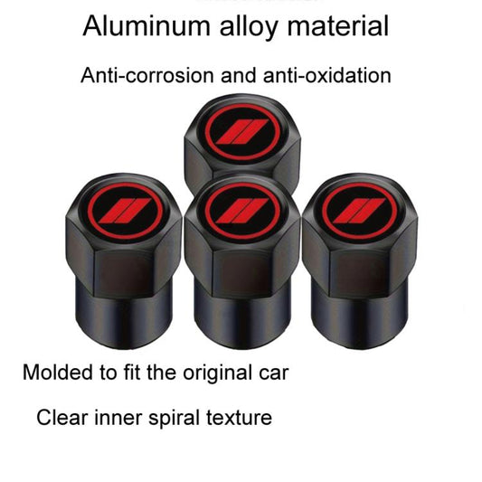 2 Sets Car Modification Aluminum Tire Valve Caps, Graphic Model, Alphabet Model, Red Logo, Blue Logo