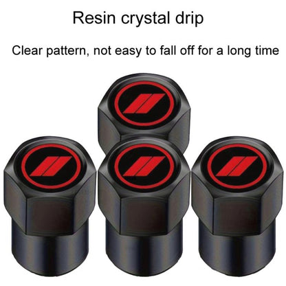 2 Sets Car Modification Aluminum Tire Valve Caps, Graphic Model, Alphabet Model, Red Logo, Blue Logo