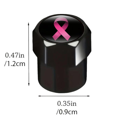 2 Sets Car Modification Aluminum Tire Valve Caps, Colorful Ribbon