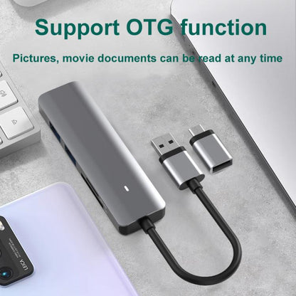 Blueendless Type-C Expansion Dock Multifunctional HUB Docking Station, 4-in-1 USB3.0 x 4, 5-in-1 USB3.0 x 3 + SD/TF3.0