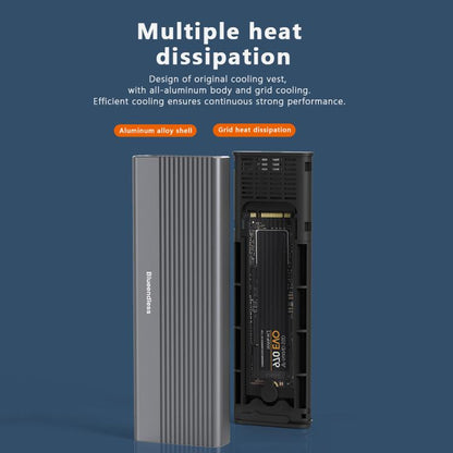 Blueendless 2818SN M.2 Nvme / Sata Dual-protocol Mobile Hard Disk Box, with Type-C to USB-A Cable, with 2-in-1 Cable