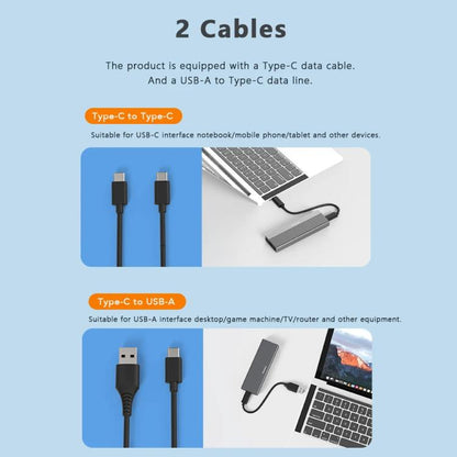 Blueendless 2818SN M.2 Nvme / Sata Dual-protocol Mobile Hard Disk Box, with Type-C to USB-A Cable, with 2-in-1 Cable