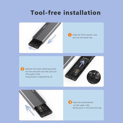 Blueendless 2818SN M.2 Nvme / Sata Dual-protocol Mobile Hard Disk Box, with Type-C to USB-A Cable, with 2-in-1 Cable