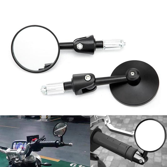 2 piezas/juego Espejo retrovisor de motocicleta modificado retro plegable redondo Espejo de marcha atrás universal para bicicleta eléctrica con reflector, plano