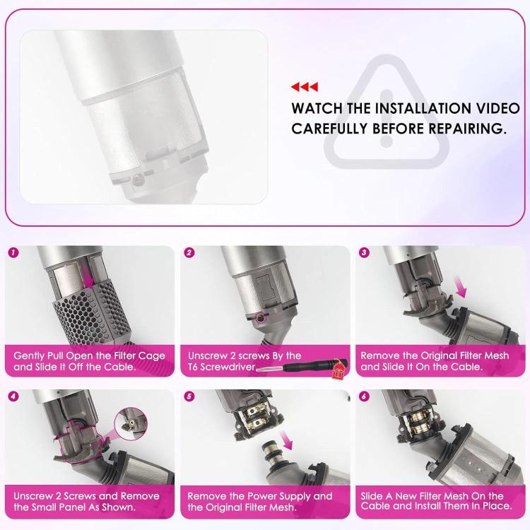 For Dyson Airwrap HS01 HS05 Hair Styler Inner Filter Repair Parts, Inner Filter, Inner Filter+Clean Brush