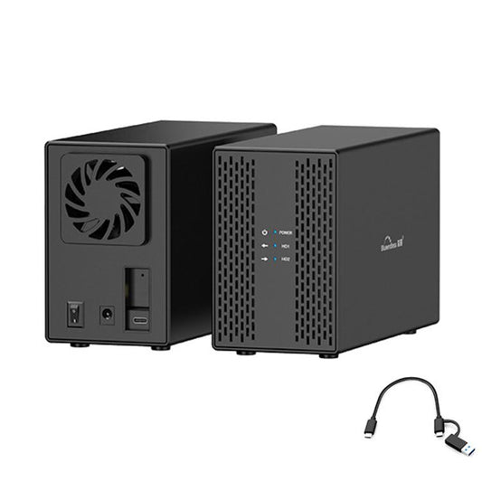 Blueendless DB3502F USB3.0/Type-C Non-array 2.5/3.5-inch Dual-Bay Mobile Hard Disk Box, US Plug, EU Plug, UK Plug, AU Plug