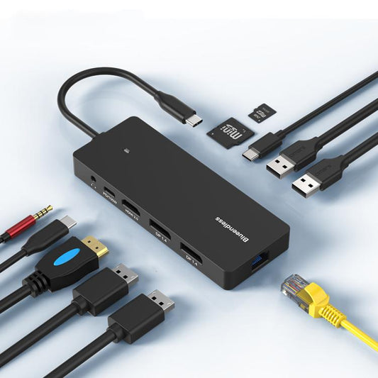 Blueendless Type-C Gigabit Ethernet Port Multi-Screen Different Display HUB, DP x 2 + HDMI, HDMI x 2 + DP