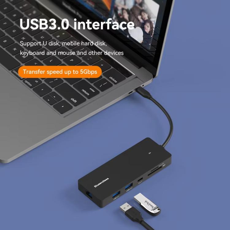 Blueendless Type-C Gigabit Ethernet Port Multi-Screen Different Display HUB, DP x 2 + HDMI, HDMI x 2 + DP