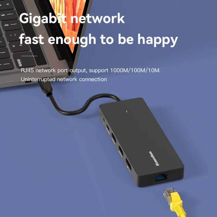 Blueendless Type-C Gigabit Ethernet Port Multi-Screen Different Display HUB, DP x 2 + HDMI, HDMI x 2 + DP