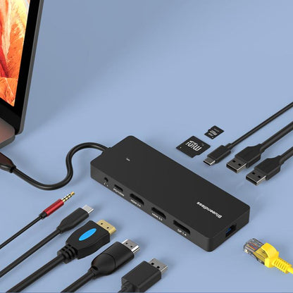 Blueendless Type-C Gigabit Ethernet Port Multi-Screen Different Display HUB, DP x 2 + HDMI, HDMI x 2 + DP