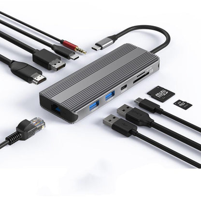 Station d'accueil multifonction Blueendless Type-C HD Gigabit avec réseau, 10-en-1 DP+HDMI double 8K, 10-en-1 double HDMI 8K+4K